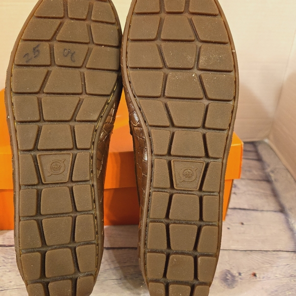 BORN MEN'S DRIVING PENNY LOAFER HAND CRAFTED LEATHER CROC PRINT SIZE 10.5 - Picture 7 of 8